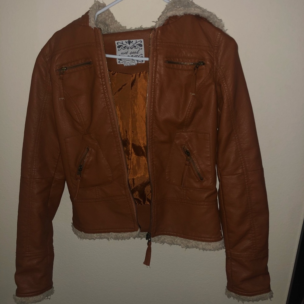 Brown leather jacket